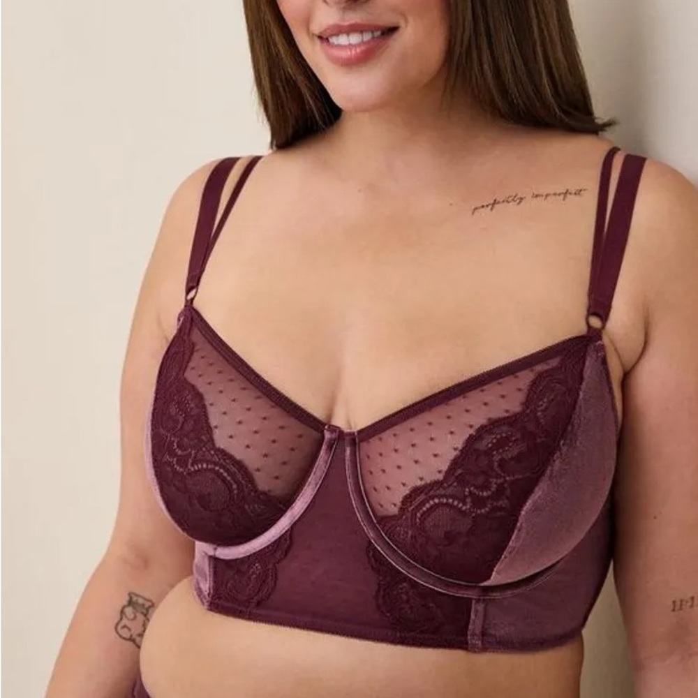 Torrid Velour And Lace Underwire Bra